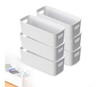 Contenedores apilables de plástico blanco con asas laterales, juego de 6 o 12 cestas organizadoras para cocina, baño, oficina, cajón, armario, espacio (6)