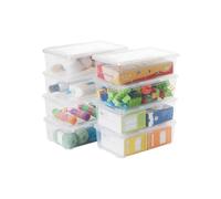 Contenedores apilables transparentes para almacenamiento de zapatos, juego de 8 cubos de plástico de 15,2 L con tapas, ideales para guardar zapatos, armarios y soluciones de almacenamiento en el hogar