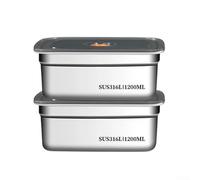 Contenedores de acero inoxidable para almacenamiento de alimentos con tapas, reutilizables, apilables, plateados, paquete de 2 de 1200 ml para organización de cocina y mantenimiento de frescura (1200)