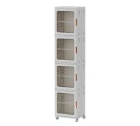 Contenedores de almacenamiento apilables de plástico de 3 niveles con ruedas y puertas transparentes para sala de estar, dormitorio, lavandería, cocina