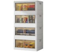 Contenedores de almacenamiento apilables plegables, caja de almacenamiento plegable con puertas - Organizador de almacenamiento plegable apilable multiusos - Contenedores de almacenamiento