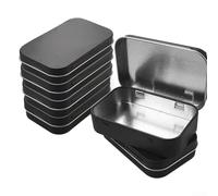Contenedores de almacenamiento con tapas, paquete de 6 latas rectangulares con bisagras para bálsamo labial, macetas de muestra, arte de uñas, accesorios de viaje
