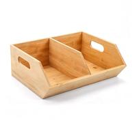 Contenedores de almacenamiento de despensa, cestas apilables de madera, caja de y patatas con asa, para pan, frutas, verduras, encimera de cocina