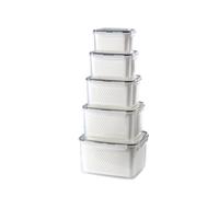 Contenedores de almacenamiento de productos PP Tapas de cesta de drenaje Organizador rectangular para refrigerador Contenedores Cocina casera Clasificación de preparación diaria Contenedor de Caja de