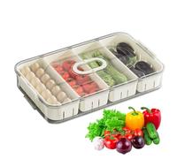 Contenedores de almacenamiento divididos con laterales | 4 Compartments Fridge Storage Organizer | Fridge Drawer Organizer, Divided Serving Tray with Dust-Proof Lid, ideal for Food Storage and Meal