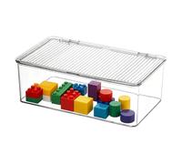 Contenedores de almacenamiento - Organización transparente, caja de almacenamiento transparente con tapa - para baño, cocina, hogar, dormitorio, apartamento, maquillaje, joyas, bolígrafo, merienda