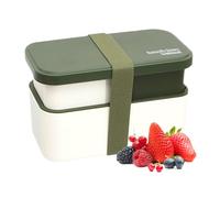 Contenedores de almuerzo genéricos, 1450 ml Leak Proof Food Container, 2 niveles Stackable Bowl with Removable Utensil Set and Sealing Strap, Lunch Storage Box for Work, School, Picnic, Outdoor