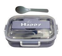 Contenedores de almuerzo portátiles - rectangular ¦ 21 x 15 cm, almacenamiento de alimentos con cuchara y tenedor, lonchera de acero con aislamiento térmico, organizador de comidas de oficina