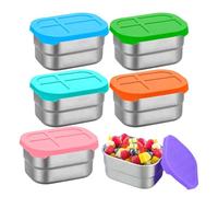 Contenedores de Aperitivos de Metal con - 8 oz de Almacenamiento de Alimentos Reutilizable, Suministros de Cocina de Acero Inoxidable Duradero, Organizador de Almuerzo Portátil, Conjunto de