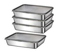 Contenedores de bocadillos de acero inoxidable, 4pcs 25x20x6cm contenedores de almacenamiento de alimentos apilables con tapa, caja de bento portátil para refrigerador o picnic, ensaladas, delicatess
