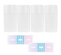 Contenedores de Desodorante Vacíos con Tapa Kare & Kind (Paquete de 4) - 75ml - Llenado Desde Arriba con Mecanismo de Giro - 10 Etiquetas - Tubos de Cosméticos Rellenables para Bálsamo Labial, Fragan