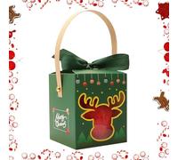 Contenedores de galletas de Navidad, recipientes de galletas festivos de Navidad, ventana y asa, accesorios de regalo de Navidad para pasteles, dulces, panadería de vacaciones