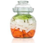 Contenedores de kimchi, contenedor de pepinillos 1.5 l frasco de fermentación de grado alimenticio contenedores de kimchi tradicionales con tazón jarra de vidrio transparente con kit de fermentación