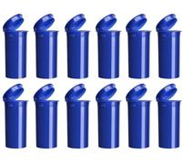 Contenedores de píldoras vacíos multiusos de 13 Dram, botellas de plástico herméticas impermeables para hierbas, suplementos, vitaminas y medicamentos, paquete de 12 (azul opaco)