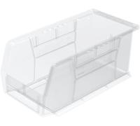 Contenedores de plástico Akro-Mils 30230 AkRobins, cubos apilables que ahorran espacio para garaje, despensa, organización de manualidades, 27,94 cm x 12,7 cm x 12,7 cm, transparentes, paquete de 12