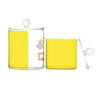 Contenedores de plástico transparente con la bandera de la Ciudad del Vaticano para almacenamiento con tapa, artículos esenciales de tocador, cubos de almacenamiento decorativos para hisopos de