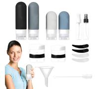 Contenedores de viaje - Botellas de silicona para cosméticos | Conjunto de 16 piezas para champú y lociones, kit de viaje anti-permita para avión y gimnasio, dispensadores prácticos para líquidos de b