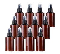 Contenedores de viaje for cosméticos, frascos de viaje for artículos de tocador, 24 piezas vacías de 150 ml de plástico PET marrón, botellas rociadoras con bomba de niebla fina con rociador negro(50ml