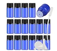 Contenedores de Viaje for cosméticos, frascos de Viaje for artículos de tocador, 25 Botellas de Aceite Esencial de Vidrio Azul vacías de 3 ml con Reductor de Orificio y Tapa Negra para(Blue,3ml)
