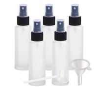 Contenedores de viaje for cosméticos, frascos de viaje for artículos de tocador, 5 piezas vacías de 50 ml, botella de spray de vidrio esmerilado transparente/blanco, botellas con rociador de niebla fi