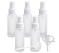 Contenedores de viaje for cosméticos, frascos de viaje for artículos de tocador, 5 piezas vacías de 50 ml, botella de spray de vidrio esmerilado transparente/blanco, botellas con rociador de niebla fi
