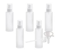 Contenedores de viaje for cosméticos, frascos de viaje for artículos de tocador, 5 piezas vacías de 50 ml, botella de spray de vidrio esmerilado transparente/blanco, botellas con rociador de niebla fi