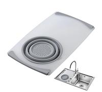 Contenedores para tabla de cortar, tabla de cocina expandible sobre el fregadero, cesta de drenaje multifuncional, estación de preparación de alimentos con Colande para lavar, rebanar, almacenar