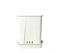 Contenedores transpirables de control de raíces, macetas cuadradas con bandejas, macetas de plástico grueso, para balcón pequeño, jardín, interior y exterior, cajas de flores, diseño apilable