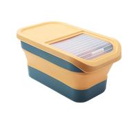 Contenitore per alimenti per cani pieghevole in polipropilene giallo coperchio incernierato e ruote capacità 12 15 kg portatile 42 9 x 25 4 x 20 1 cm per cucina domestica piano di oro