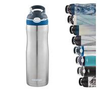 Contigo Ashland Chill botella de acero inoxidable con pajilla, 100 % hermética, frío durante 24 horas, con aislamiento, botella térmica para deportes, ciclismo, senderismo, 590 ml