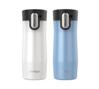 Contigo® AUTOSEAL® West Loop - Taza de viaje de acero inoxidable aislada al vacío con tapa fácil de limpiar, 16 onzas, paquete de 2