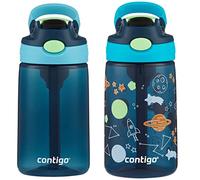 Contigo Botella de agua para niños con popote AUTOSPOUT rediseñado, 14 onzas, paquete de 2, arándano y frambuesa azul, arándano y frambuesa azul con cosmos