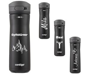 Contigo Jackson Chill AUTOPOP Botella térmica aislada al vacío con grabado - Nombre Acero Inoxidable Botella isotérmica, ideal como regalo, a prueba de fugas, tapa Easy Clean sin BPA, 590 ml (Licorice