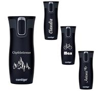 Contigo Taza térmica West Loop con grabado, de acero inoxidable, taza de viaje, taza de café para llevar, a prueba de fugas (negro mate)