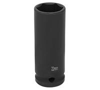 Continco de impacto de accionamiento de 1/2 pulgada 21 mm 22 mm 24 mm Cobre de impacto profundo de 6 puntos Cubo de satén negro de acero pesado Resulta de óxido para mecánica de (22 mm)