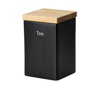 Continenta Bote 10x10 Negra Altura 16.5 cm Cerámica con Tapa Madera Mate (12 Unidades)