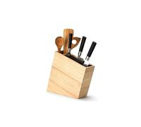 Continenta Kitchen Accessories 3317-Bloque de Cuchillos con inserción Flexible (Incluye Papelera para Utensilios), Color marrón Claro, Madera
