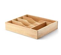 Continenta Organizador de Madera de árbol de Caucho para Cubiertos, 5 Compartimentos, tamaño: 35 x 30 x 7 cm