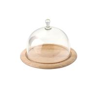 Continenta - Queso Tabla de quesos con Cristal Madera de árbol del Caucho, Redonda Disponible en Diferentes diámetros [2 Piezas], Duramen, marrón, 20 cm