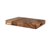 Continenta - Tabla de cocina para cortar - Hecha con madera de acacia, superficie tratada con aceite, madera maciza y emblema de metal.