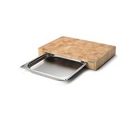 Continenta - Tabla de trinchar profesional, fabricada con dados de madera de caucho ensamblados y cajón de acero inoxidable, medidas: 39 x 27 x 6 cm