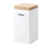 Continenta - Tarro de Café de Cerámica, Cuadrado, con Tapa de Madera, luftdichter Recipiente, 1,2 L, tamaño: 10 x 10 x 20,5 cm