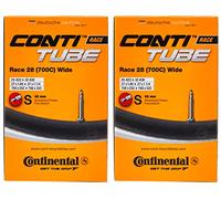 Continental Pack 2 cámaras Road 28 Wide, 700c 25-32, válvula Presta (Fina), 42 mm, Unisex Adulto, Negro, [25-622 a 32-630]