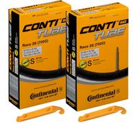 Continental Race 28" 700x20-25c tubos interiores - Válvula Presta de 60 mm (paquete de 2 tubos con palancas de neumáticos Conti)