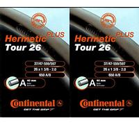 Continental Tour 26 Hermetic Plus - Cámara de aire (2 unidades, 26 pulgadas, AV (37/47-559/597) AV 40 mm