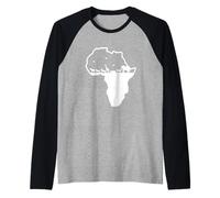 Continente Africano con Animales africanos de la Sabana. Camiseta Manga Raglan