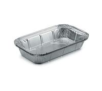 Contital Bandeja de aluminio R65L, 2 porciones, bandejas de horno desechables para alimentos con tapa, Take Away Box desechables, bandejas para llevar, paquete de 100 unidades