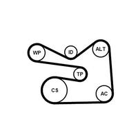 CONTITECH 6PK1733WP3 Bomba de agua + kit de correa poli V con junta mecánico
