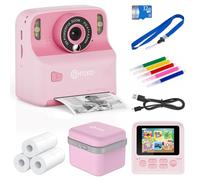 Contixo KC2A - Cámara de impresión instantánea para niños con pantalla de 2.4 pulgadas, foto de 12 MP, video 1080P, 3 rollos de impresión, reproductor de MP3, carga tipo C, divertido regalo de cámara