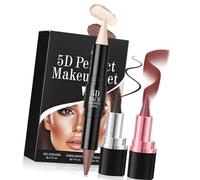 CONTORINGO DOBLE Y PARA DEL PELÍCULO PELÍCULO 2 En 1 Lips Lip Liner Y Lipstick Set Impermeable De Maquillaje Duradero Duals Duals Crema Termina Stice Contorno